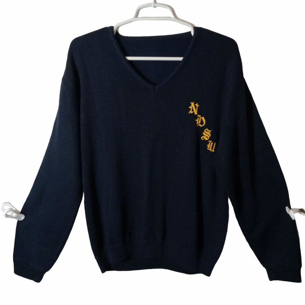 Vintage NDSU Navy Blue V Neck Sweater L North Dakota State University Thundar